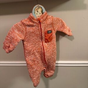 Eddie Bauer Baby Fleece Bunting 0-3M Orange Infant Lightweight Spring Suit